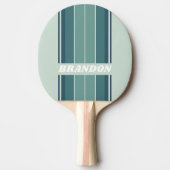 Ocean Green Nostalgic Board Stripes with Name 卓球ラケット (正面)