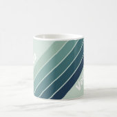 Ocean Green Nostalgic Striped with Name コーヒーマグカップ (中央)