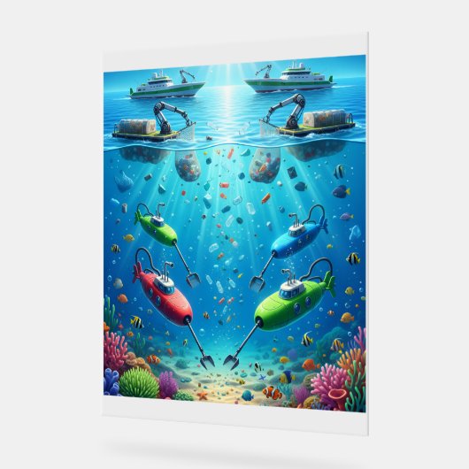 Ocean Guardians: AI Ships and Submarines Protectin アクリルサイン (傾斜)