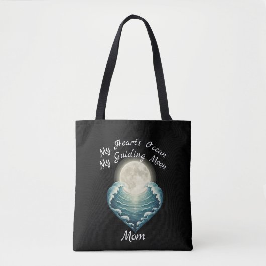 Ocean Heart Guiding Moon Mom トートバッグ (正面)