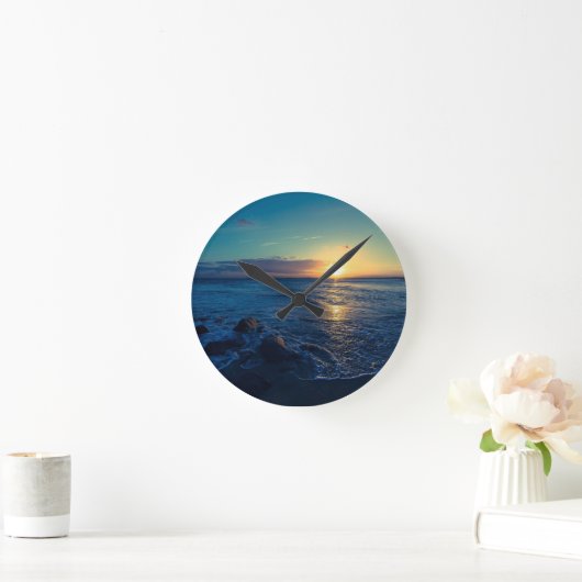 Ocean Horizon Sunset ラウンド壁時計 (ホーム)