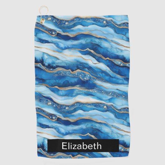 Ocean Jeweled Agate Personalized ゴルフタオル (正面)