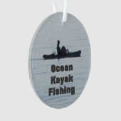 Ocean Kayak Fishing Black Silhouette Kayaking Blue オーナメント (正面)