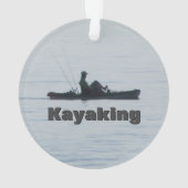 Ocean Kayak Fishing Black Silhouette Kayaking Blue オーナメント (裏面)