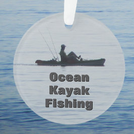 Ocean Kayak Fishing Black Silhouette Kayaking Blue オーナメント
