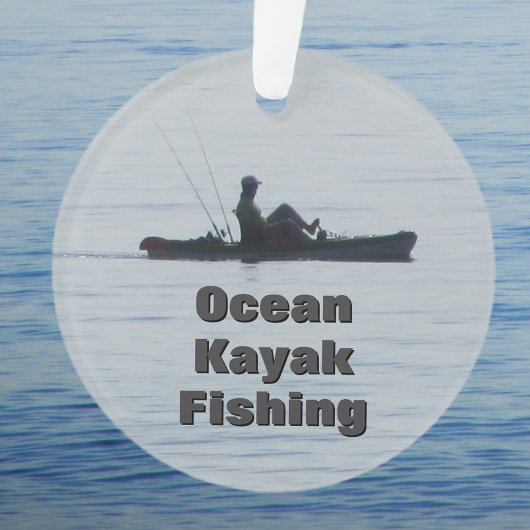 Ocean Kayak Fishing Black Silhouette Kayaking Blue オーナメント
