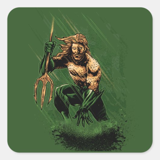 Ocean King Trident Warrior Dynamic Comic Art スクエアシール (正面)