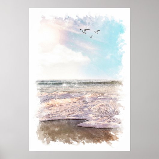 Ocean Landscape - Watercolor Poster ポスター (正面)