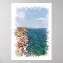 Ocean Landscape - Watercolor Poster ポスター