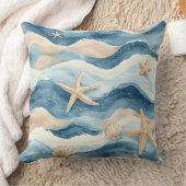 Ocean Life Coastal Tides Beach House Sea Mute Blue クッション (ブランケット)