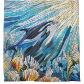 Ocean Life - Digital Art Mosaic シャワーカーテン (正面)