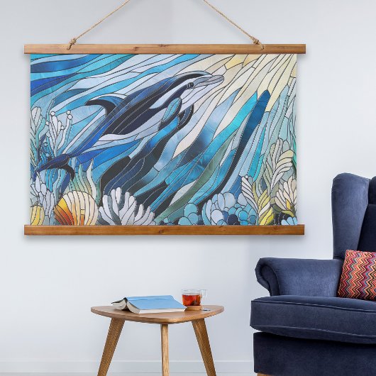 Ocean Life - Digital Art Mosaic 吊り下げ型タペストリー