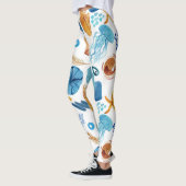 Ocean Life Seamless Pattern Leggings レギンス (左)