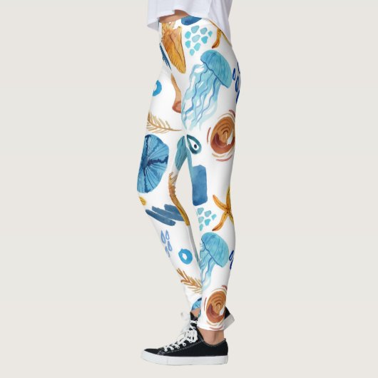 Ocean Life Seamless Pattern Leggings レギンス (左)