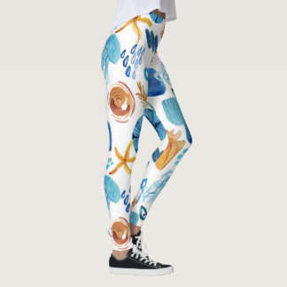 Ocean Life Seamless Pattern Leggings レギンス