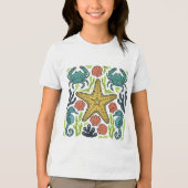 Ocean Life Symphony – Starfish, Seahorses & Crabs トライブレンドＴシャツ (正面)