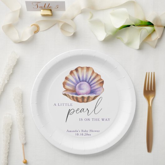 Ocean Little Pearl Under The Sea Baby Shower ペーパープレート (ウェディング)