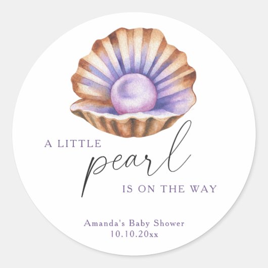 Ocean Little Pearl Under The Sea Baby Shower ラウンドシール (正面)