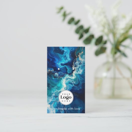 Ocean Logo QR Code Jewelry Earring Display Card 名刺 (スタンド正面)