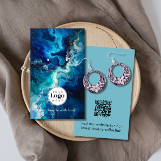Ocean Logo QR Code Jewelry Earring Display Card 名刺