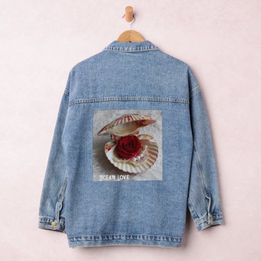Ocean Love Denim Jacket – Seashell, Rose & Pearl O デニムジャケット (ハンガー)
