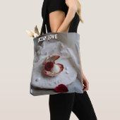 Ocean Love White Tote Bag – Seashell & Rose Coasta トートバッグ (クローズアップ)