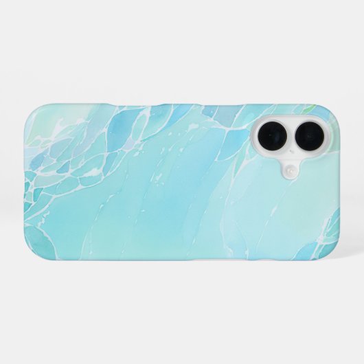 Ocean Marble Cool Aqua Marble Phone Case iPhone 16ケース (裏面横)