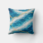 Ocean Marble with White Swirls and Gold Veining クッション (裏面)