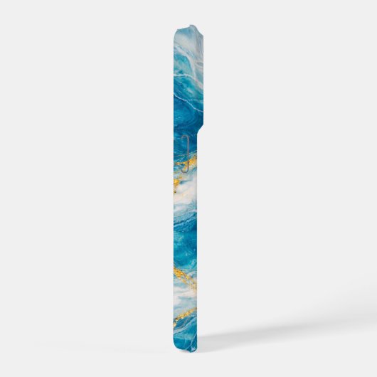 Ocean Marble with White Swirls and Gold Veining iPhoneケース (右側面)