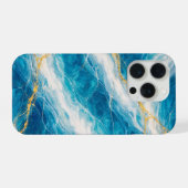 Ocean Marble with White Swirls and Gold Veining iPhoneケース (裏面横)