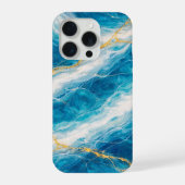 Ocean Marble with White Swirls and Gold Veining iPhoneケース (裏面)