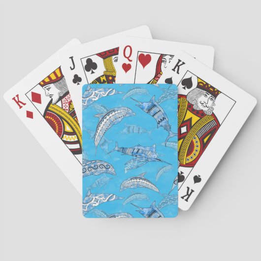 Ocean Marine Animals Dolphins Marlins トランプ (裏面)