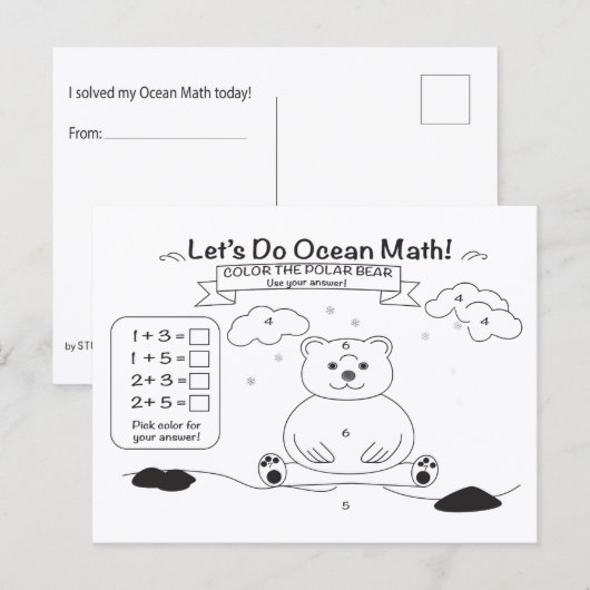 Ocean Math Coloring Postcard ポストカード (正面/裏面)