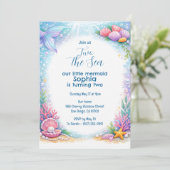 Ocean Mermaid Girls Under the Sea 2nd Birthday  招待状 (スタンド正面)