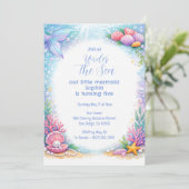 Ocean Mermaid Girls Under the Sea Fifth Birthday  招待状 (スタンド正面)