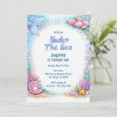 Ocean Mermaid Girls Under the Sea Second Birthday 招待状 (スタンド正面)