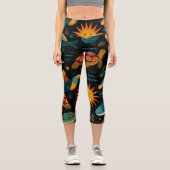 Ocean Mood High Waisted Capris Gift カプリレギンス (正面)