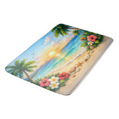 Ocean Palm Tree Floral Bath Rug バスマット (アングル)