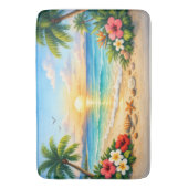 Ocean Palm Tree Floral Bath Rug バスマット (正面縦)