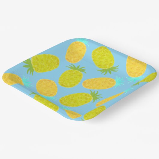 Ocean Pineapples Pattern  ペーパープレート (傾斜あり)