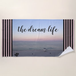 Ocean Pink Sunrise Dream Life ビーチタオル