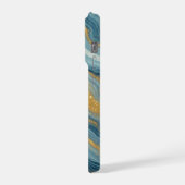 Ocean Royal Marble Glow ✨ Blue Gold Abstract iPhoneケース (左側面)