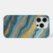 Ocean Royal Marble Glow ✨ Blue Gold Abstract iPhoneケース (裏面横)