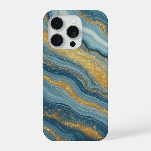 Ocean Royal Marble Glow ✨ Blue Gold Abstract iPhoneケース (裏面)