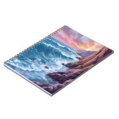 Ocean’s Breath | Rocky Sea Sunset Coast Watercolor ノートブック (左側)