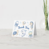 Ocean Sea Baby Shower Boy Folded Thank You Card サンキューカード (正面)