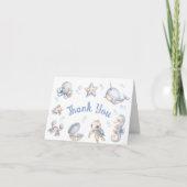 Ocean Sea Baby Shower Boy Folded Thank You Card サンキューカード (正面)