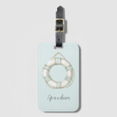 Ocean Sea Mint White Round Floating Device ラゲッジタグ (正面縦)