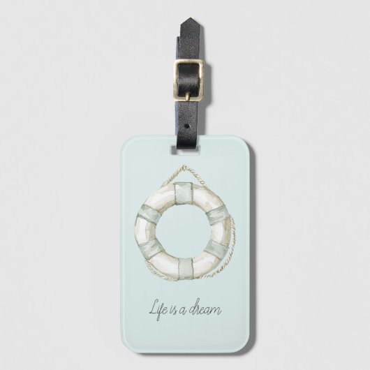 Ocean Sea Mint White Round Floating Device ラゲッジタグ (正面縦)