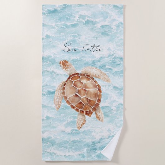 Ocean Sea Turtle ビーチタオル (正面)